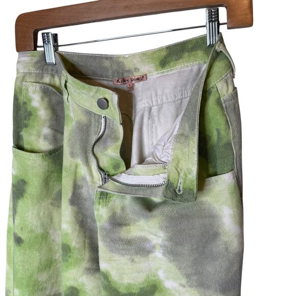 Bailey Rose High Rise Baggy Wide Leg Cotton Twill Pants Jeans Green size Small - Picture 4 of 5